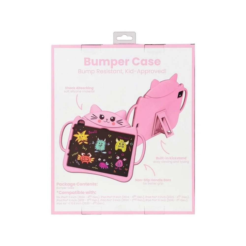 New in box kids iPad case & stand Pink kitty  silicone